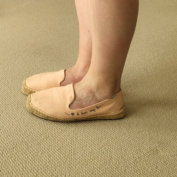 Peach colored All You Need Is Love Espadrilles - Picture 9 of 11